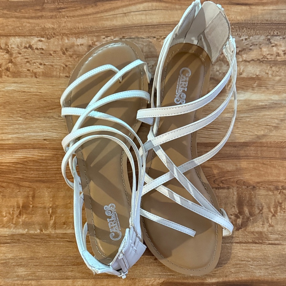 Women's White Strappy Sandals 8.5